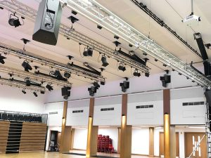 Lighting-bars-on-triangular-truss-with-pilewind-lifting-motors